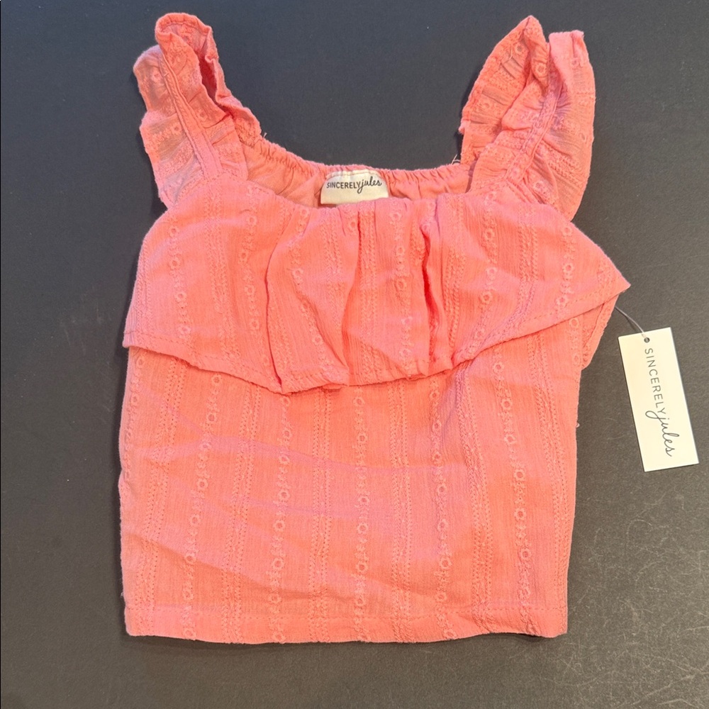 NEW Sincerely Jules girl's orange pink Ruffled Sleeveless Top size 3T NWT